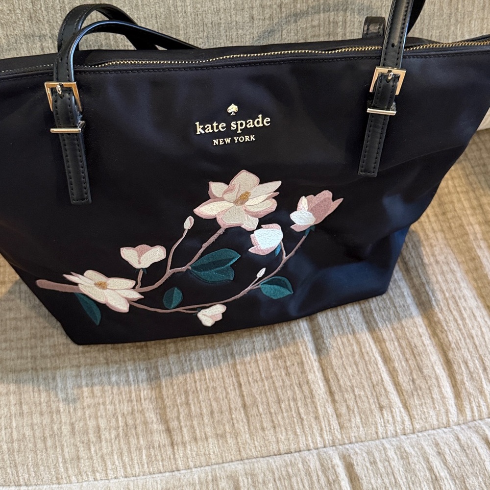 Kate Spade Black Tote with Floral Embroidery - Picture 12 of 12